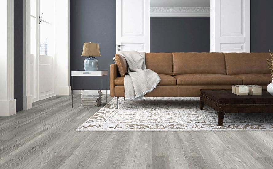 gray wood flooring in a living room