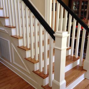 White railing wood stairs