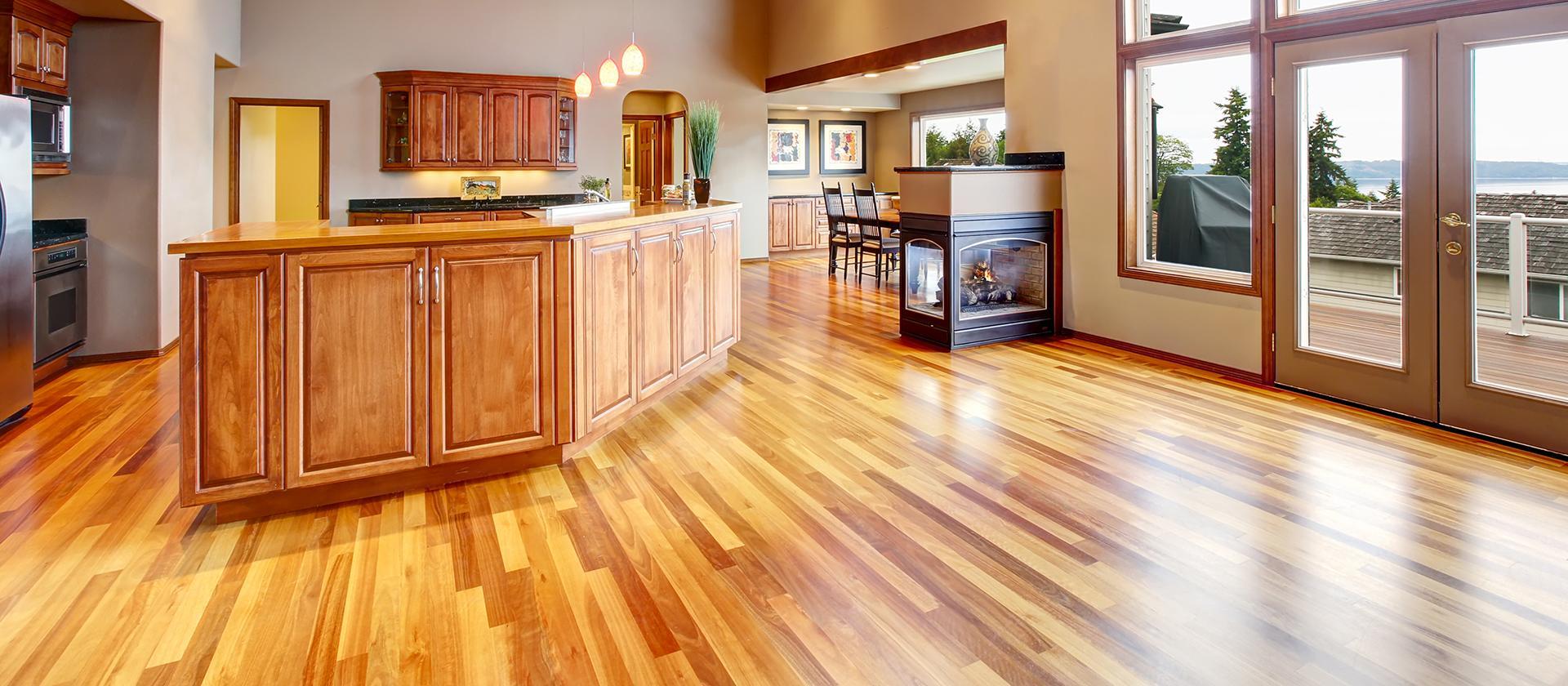 Bright wood open concept kitchen