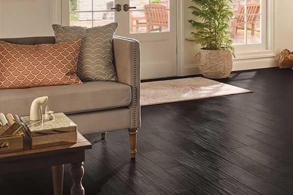 hartco americanscrape dark wood flooring in a living room